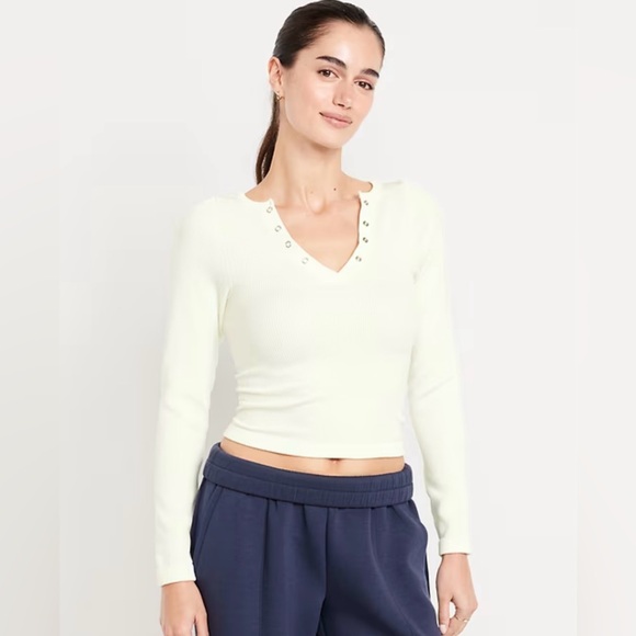Exhale Seamless Cropped Henley Top Size Large NWT - Picture 1 of 2